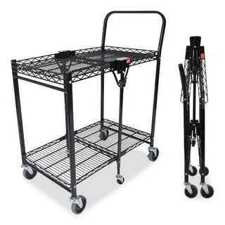 stowaway-folding-carts-metal-2-shelves-250-lb-capacity-2963-x-3725-x-18-black_bosbsacsmblk - 1