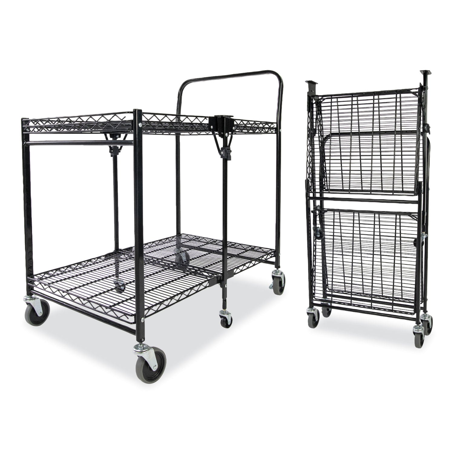 stowaway-folding-carts-metal-2-shelves-250-lb-capacity-35-x-3725-x-22-black_bosbsaclgblk - 1