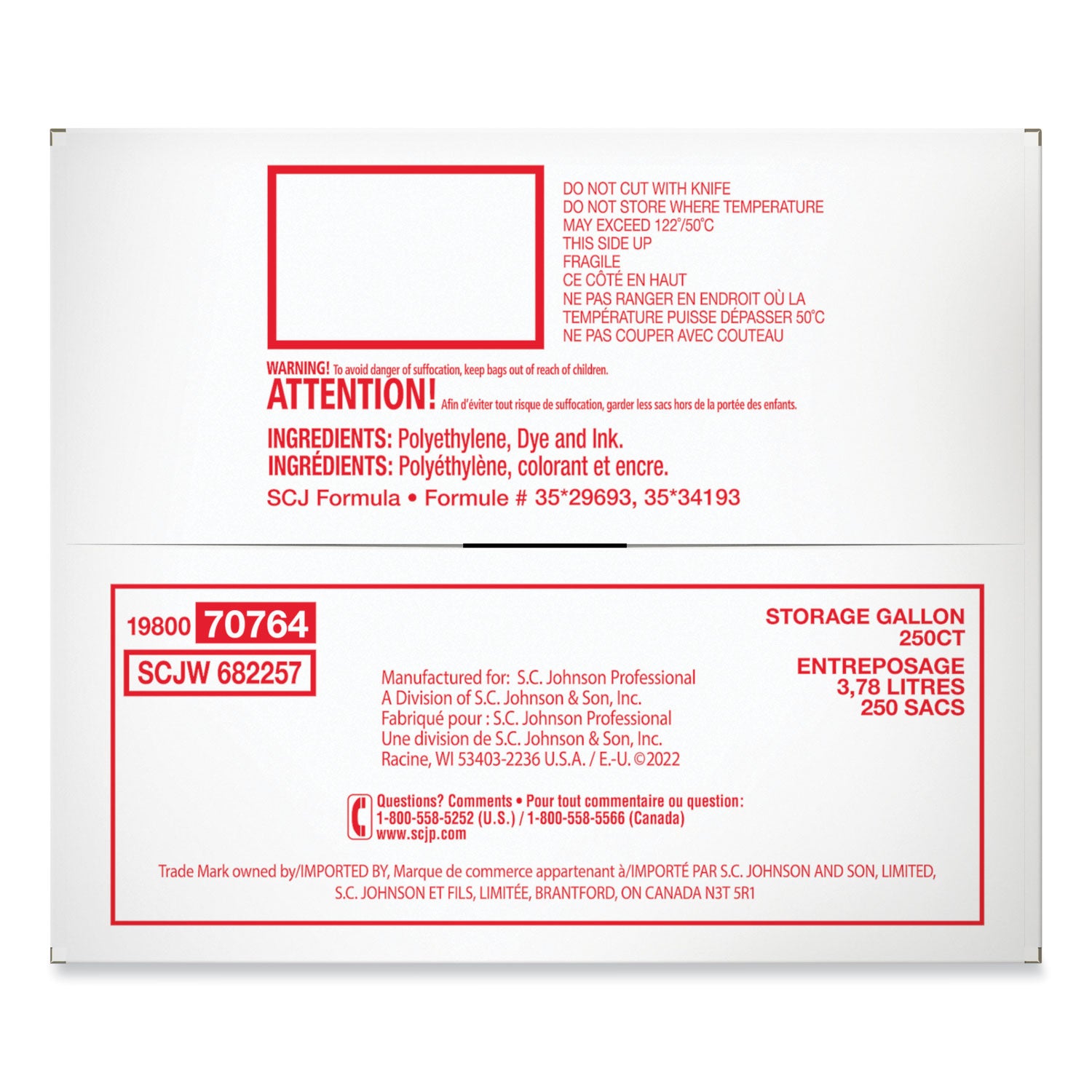 Double Zipper Storage Bags, 1 gal, 1.75 mil, 10.56" x 10.75", Clear, 250/Box