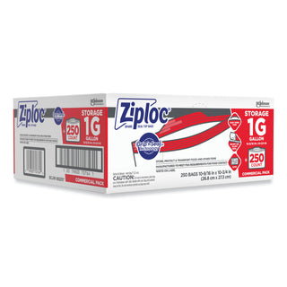 Double Zipper Storage Bags, 1 gal, 1.75 mil, 10.56" x 10.75", Clear, 250/Box