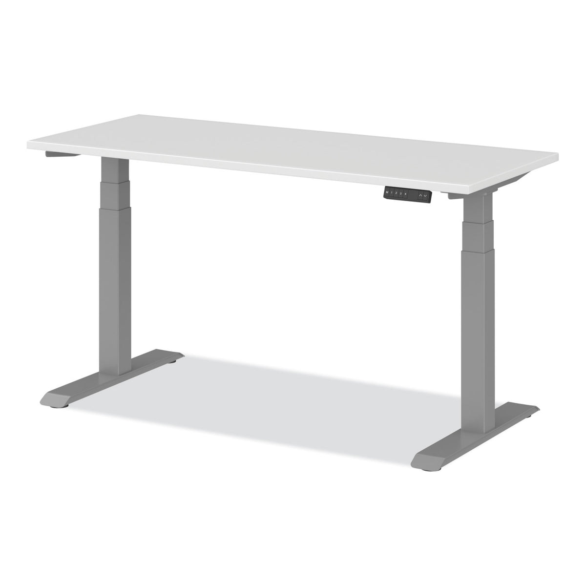 AdaptivErgo Sit-Stand Three-Stage Electric Height-Adjustable Table with Memory Controls, 60 x 24 x 30" to 49", White