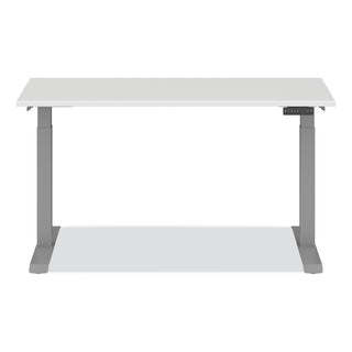 AdaptivErgo Sit-Stand Three-Stage Electric Height-Adjustable Table with Memory Controls, 60 x 24 x 30" to 49", White