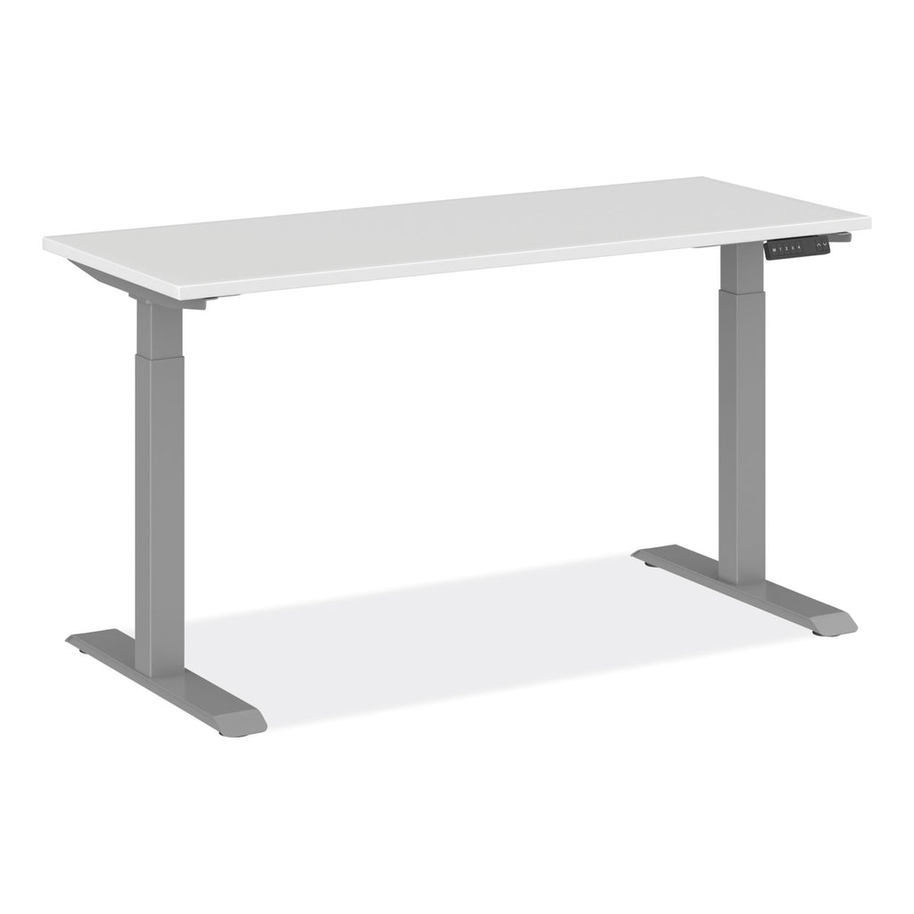 AdaptivErgo Sit-Stand Three-Stage Electric Height-Adjustable Table with Memory Controls, 60 x 24 x 30" to 49", White