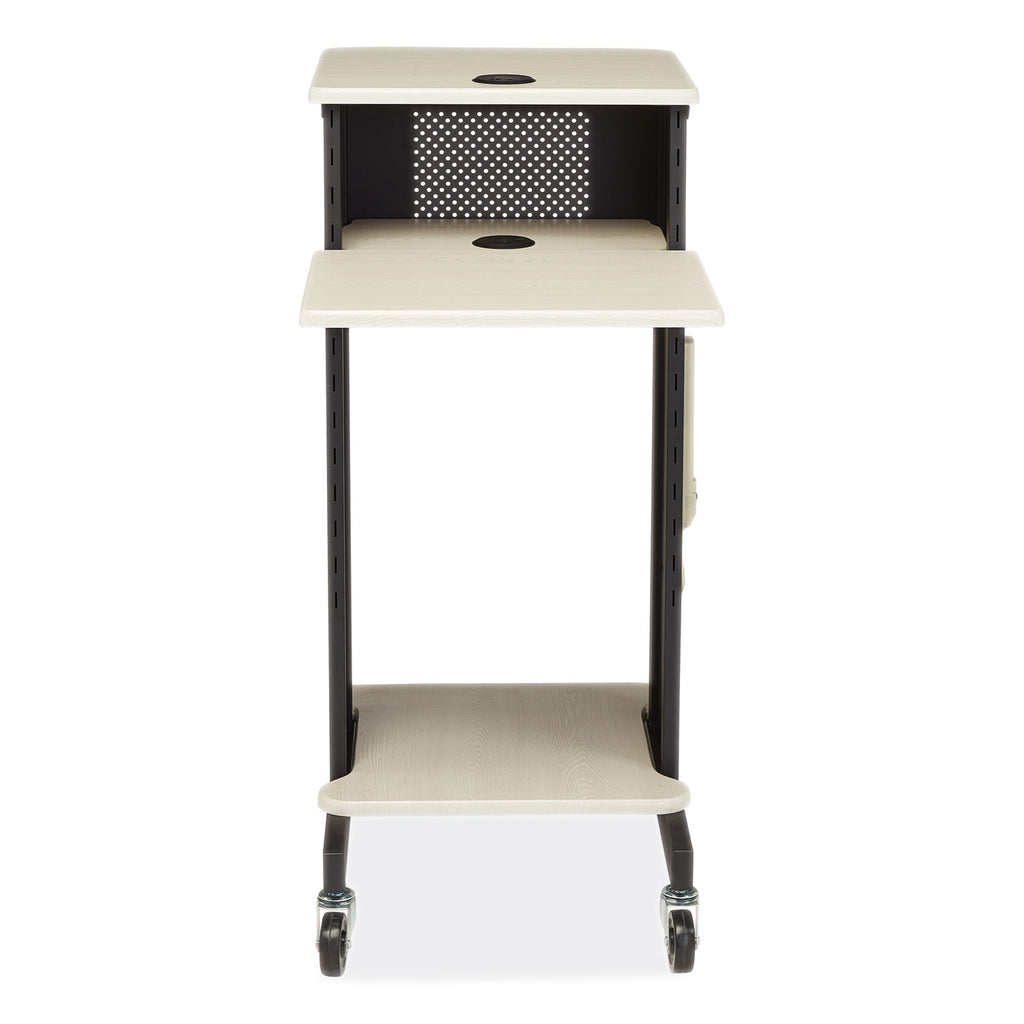 Premium Presentation Cart, 4 Shelves, 18" x 30" x 40.5", Ivory/Black, Ships in 1-3 Business Days