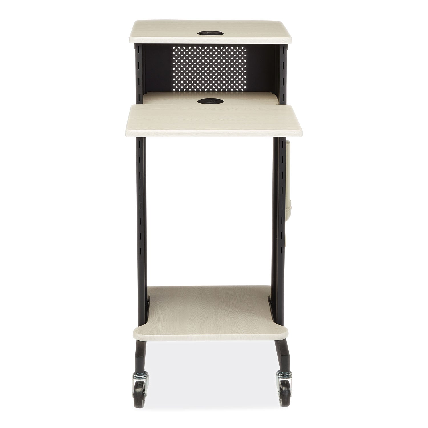 Premium Presentation Cart, 4 Shelves, 18" x 30" x 40.5", Ivory/Black, Ships in 1-3 Business Days