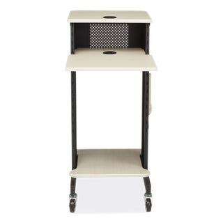 Premium Presentation Cart, 4 Shelves, 18" x 30" x 40.5", Ivory/Black, Ships in 1-3 Business Days