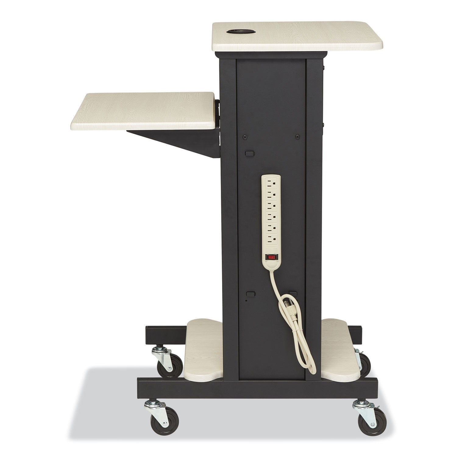 Premium Presentation Cart, 4 Shelves, 18" x 30" x 40.5", Ivory/Black, Ships in 1-3 Business Days