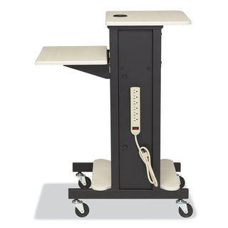 Premium Presentation Cart, 4 Shelves, 18" x 30" x 40.5", Ivory/Black, Ships in 1-3 Business Days
