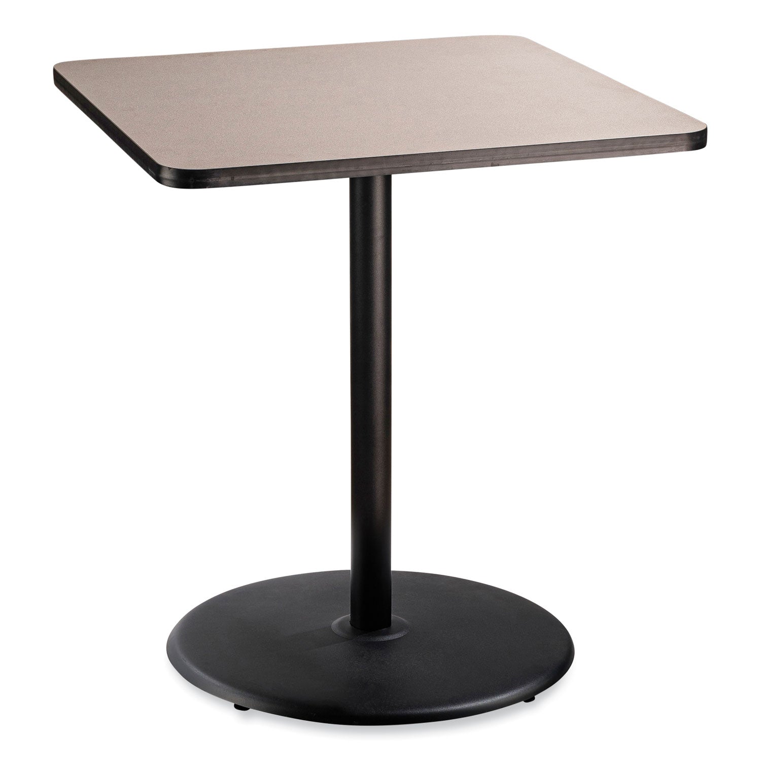 Cafe Table, 36w x 36d x 42h, Square Top/Round Base, Gray Nebula Top, Black Base, Ships in 7-10 Business Days