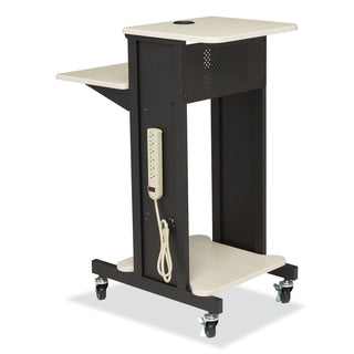 Premium Presentation Cart, 4 Shelves, 18" x 30" x 40.5", Ivory/Black, Ships in 1-3 Business Days