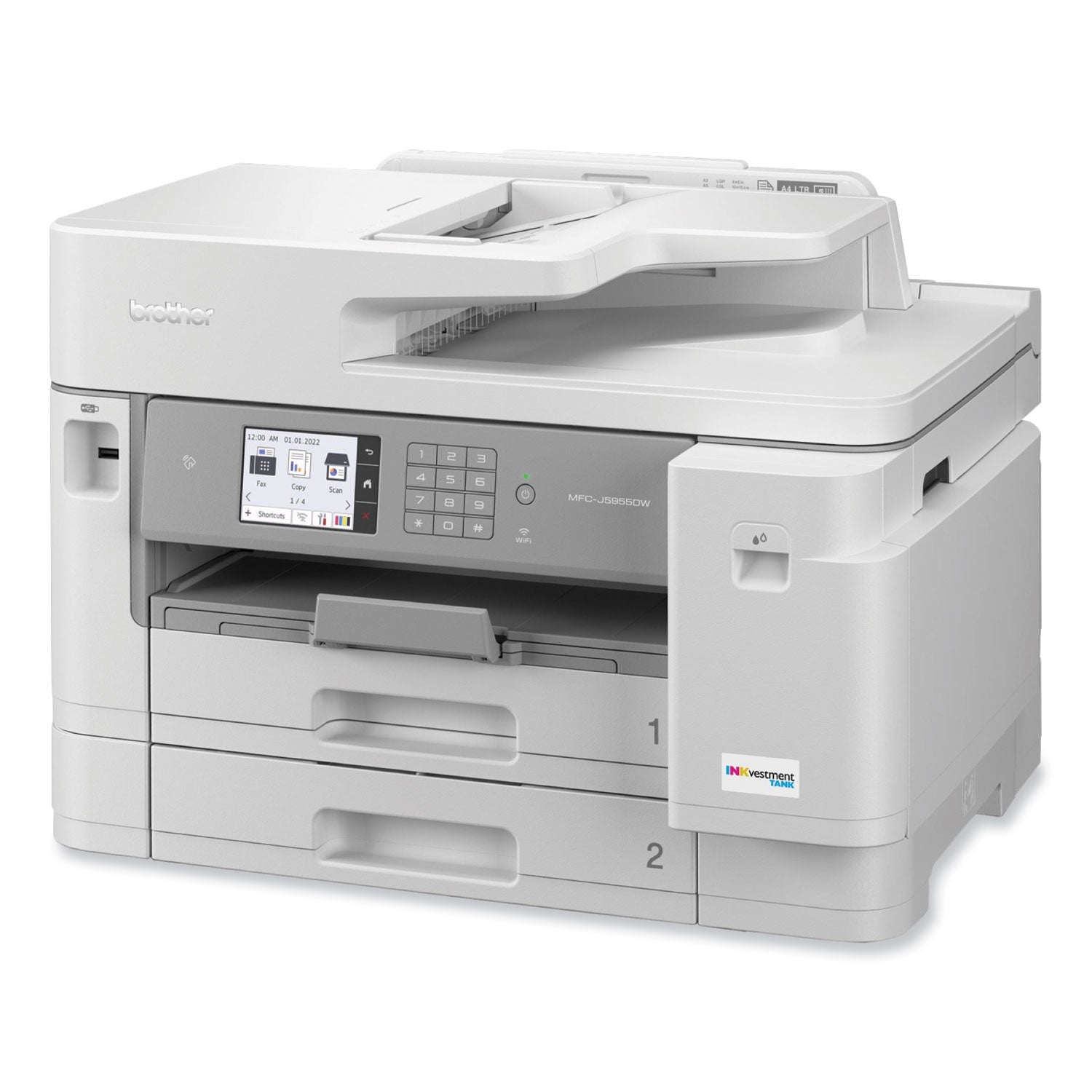 Brother Workhorse MFC-J5955DW Wireless Inkjet Multifunction Printer - Color - Copier/Fax/Printer/Scanner - 30 ppm Mono/30 ppm Color Print - 1200 x 4800 dpi Print - Automatic Duplex Print - Color Flatbed/CIS Scanner - 1200 dpi Optical Scan - Color Fax