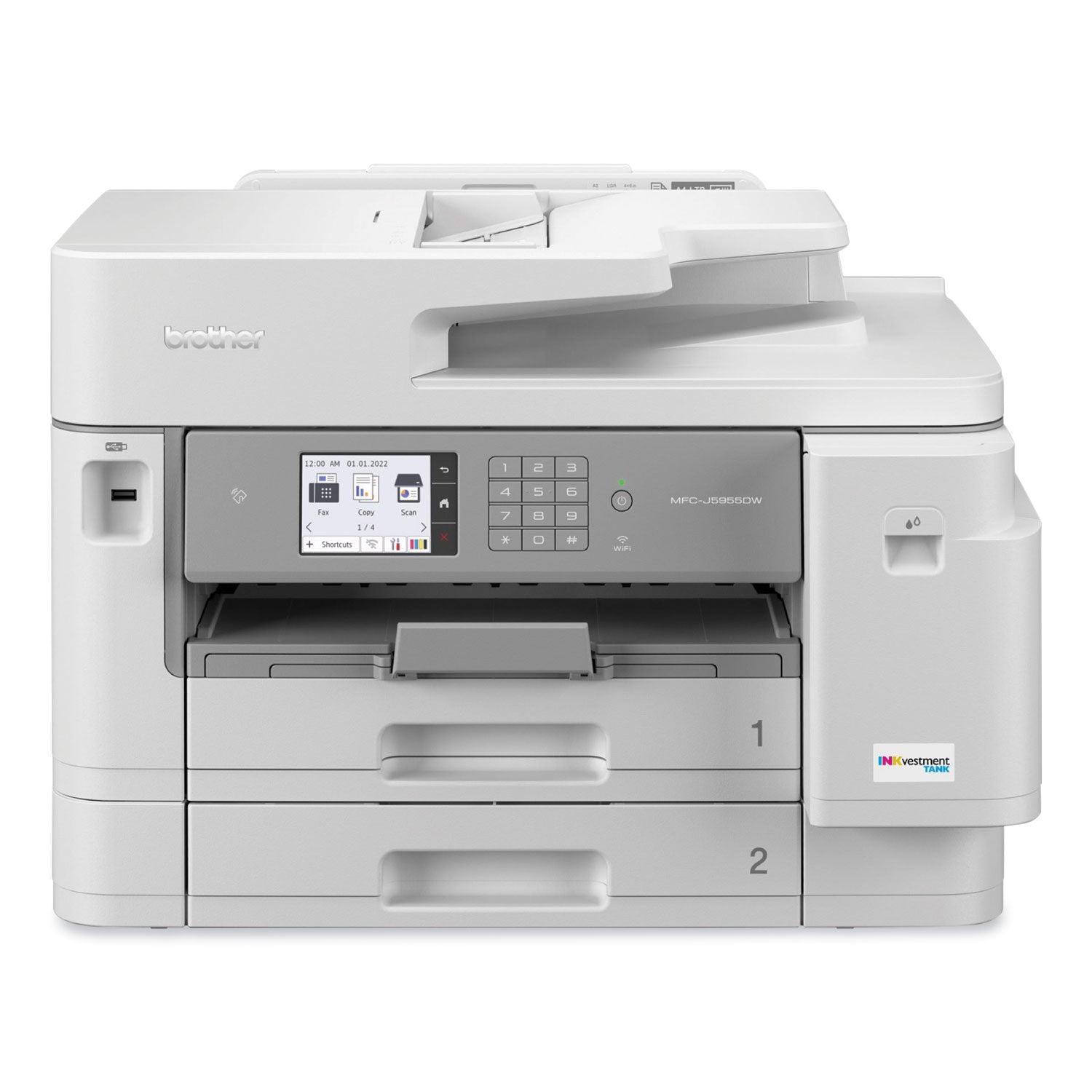 Brother Workhorse MFC-J5955DW Wireless Inkjet Multifunction Printer - Color - Copier/Fax/Printer/Scanner - 30 ppm Mono/30 ppm Color Print - 1200 x 4800 dpi Print - Automatic Duplex Print - Color Flatbed/CIS Scanner - 1200 dpi Optical Scan - Color Fax - 2