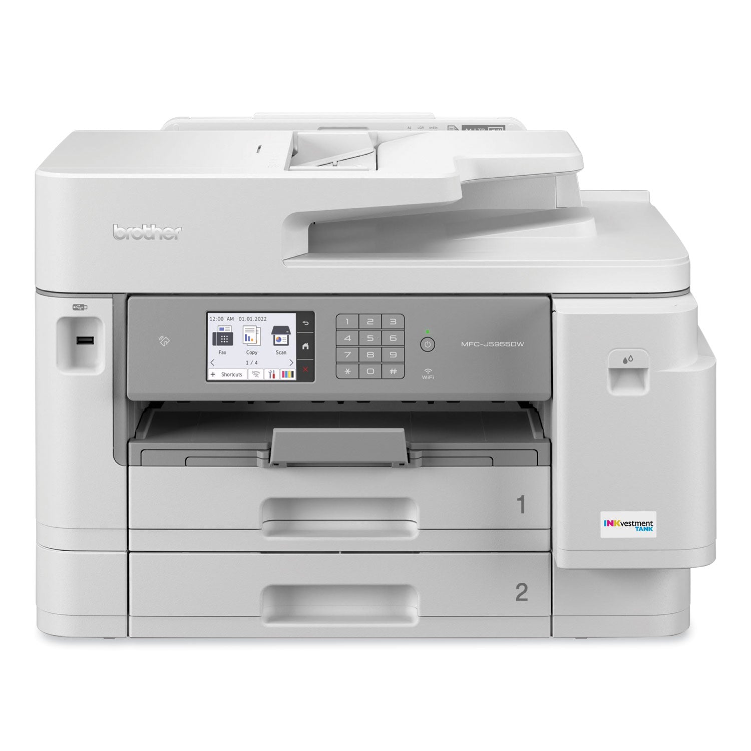 Brother Workhorse MFC-J5955DW Wireless Inkjet Multifunction Printer - Color - Copier/Fax/Printer/Scanner - 30 ppm Mono/30 ppm Color Print - 1200 x 4800 dpi Print - Automatic Duplex Print - Color Flatbed/CIS Scanner - 1200 dpi Optical Scan - Color Fax