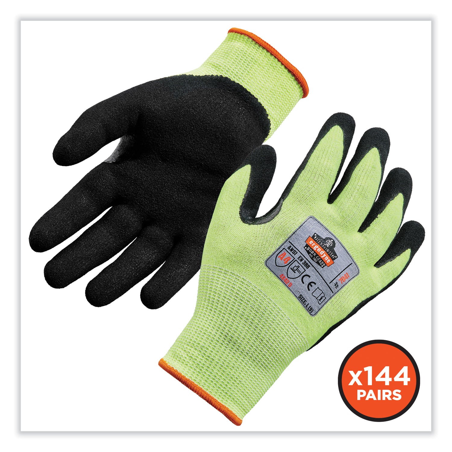 proflex-7041-case-ansi-a4-nitrile-coated-cr-gloves-lime-medium-144-pairs-carton-ships-in-1-3-business-days_ego17823 - 2