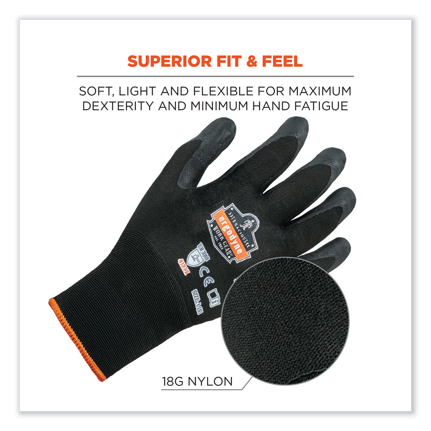 ProFlex 7001 Nitrile-Coated Gloves, Black, X-Large, Pair, Ships in 1-3 Business Days