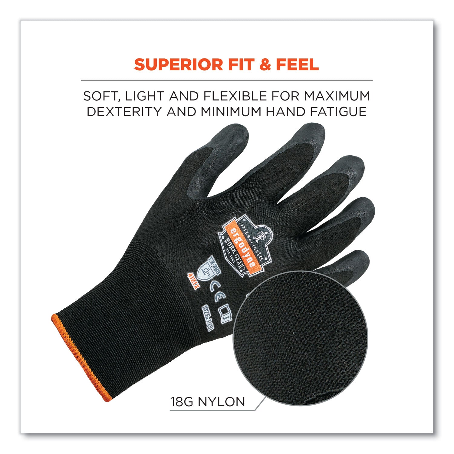 ProFlex 7001 Nitrile-Coated Gloves, Black, Small, Pair, Ships in 1-3 Business Days