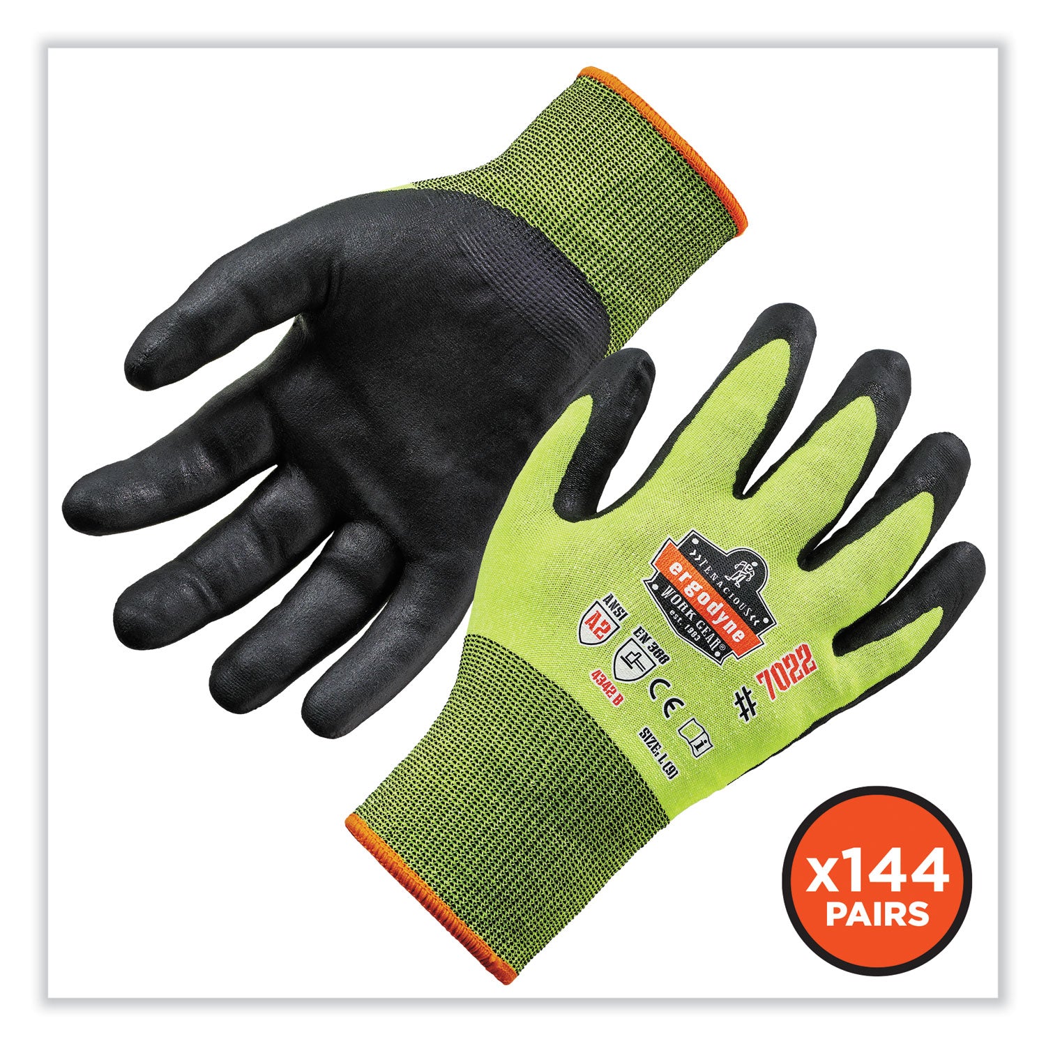 proflex-7022-case-ansi-a2-coated-cr-gloves-dsx-lime-x-large-144-pairs-carton-ships-in-1-3-business-days_ego17875 - 2