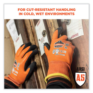 ProFlex 7551-CASE ANSI A5 Coated Waterproof CR Gloves, Orange, Medium, 144 Pairs/Carton, Ships in 1-3 Business Days