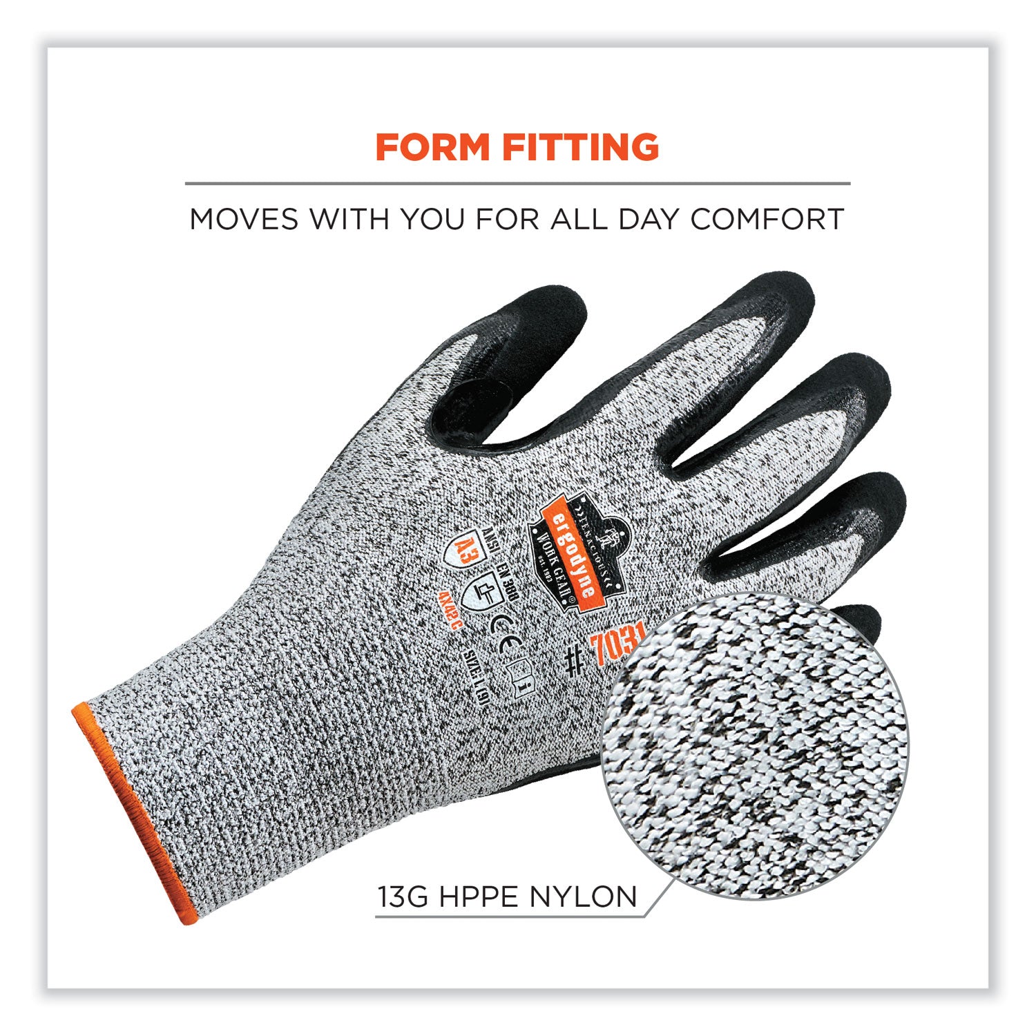 ProFlex 7031-CASE ANSI A3 Nitrile-Coated CR Gloves, Gray, X-Large, 144 Pairs/Carton, Ships in 1-3 Business Days