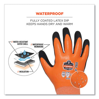 ProFlex 7551-CASE ANSI A5 Coated Waterproof CR Gloves, Orange, Small, 144 Pairs/Carton, Ships in 1-3 Business Days