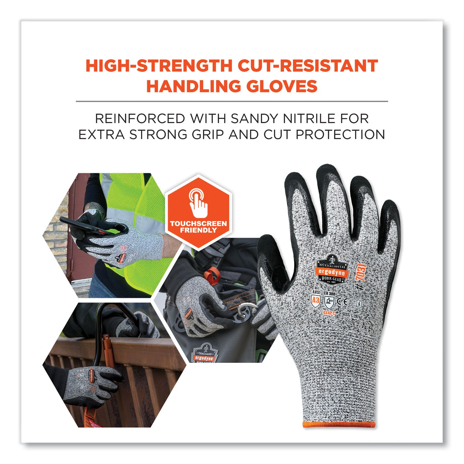 ProFlex 7031-CASE ANSI A3 Nitrile-Coated CR Gloves, Gray, Medium, 144 Pairs/Carton, Ships in 1-3 Business Days