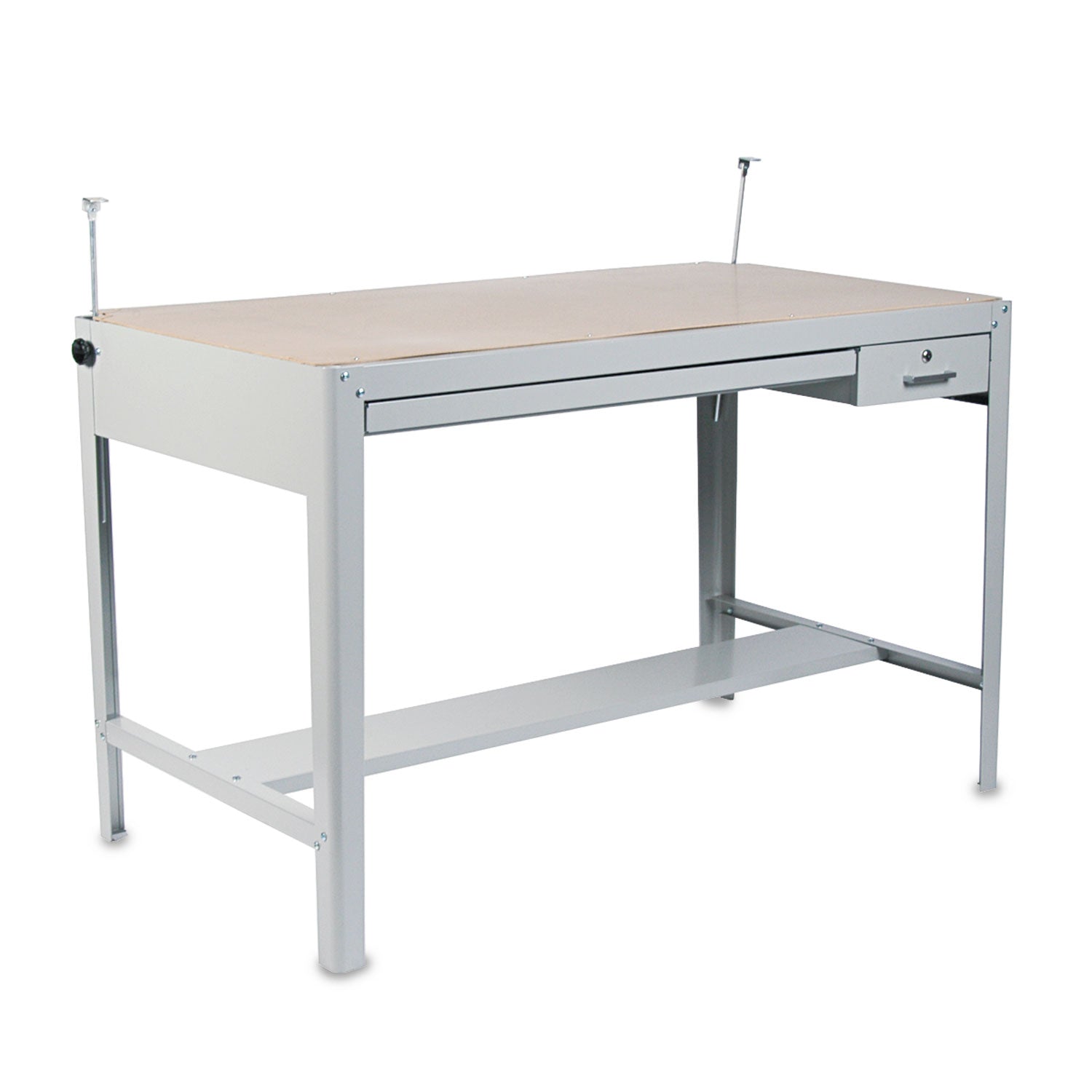 Precision Four-Post Drafting Table Base, 56.5w x 30.5d x 35.5h, Gray - 