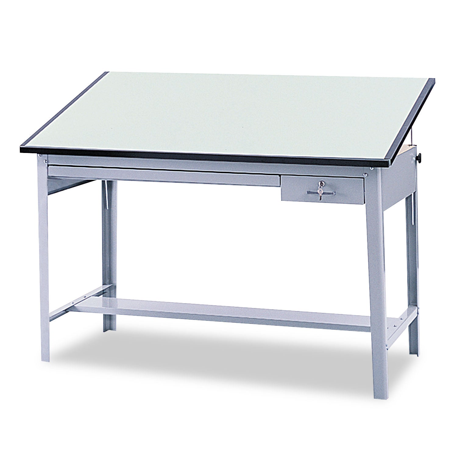Precision Four-Post Drafting Table Base, 56.5w x 30.5d x 35.5h, Gray - 
