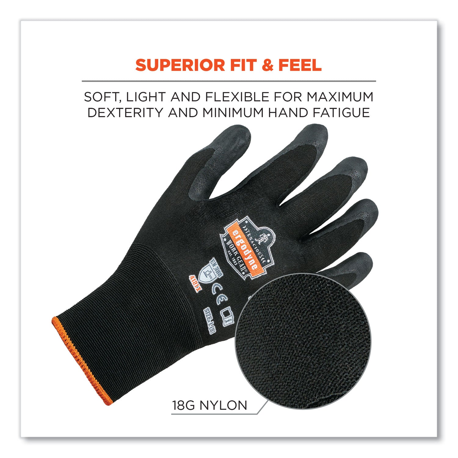 ProFlex 7001-CASE Nitrile Coated Gloves, Black, X-Large, 144 Pairs/Carton, Ships in 1-3 Business Days