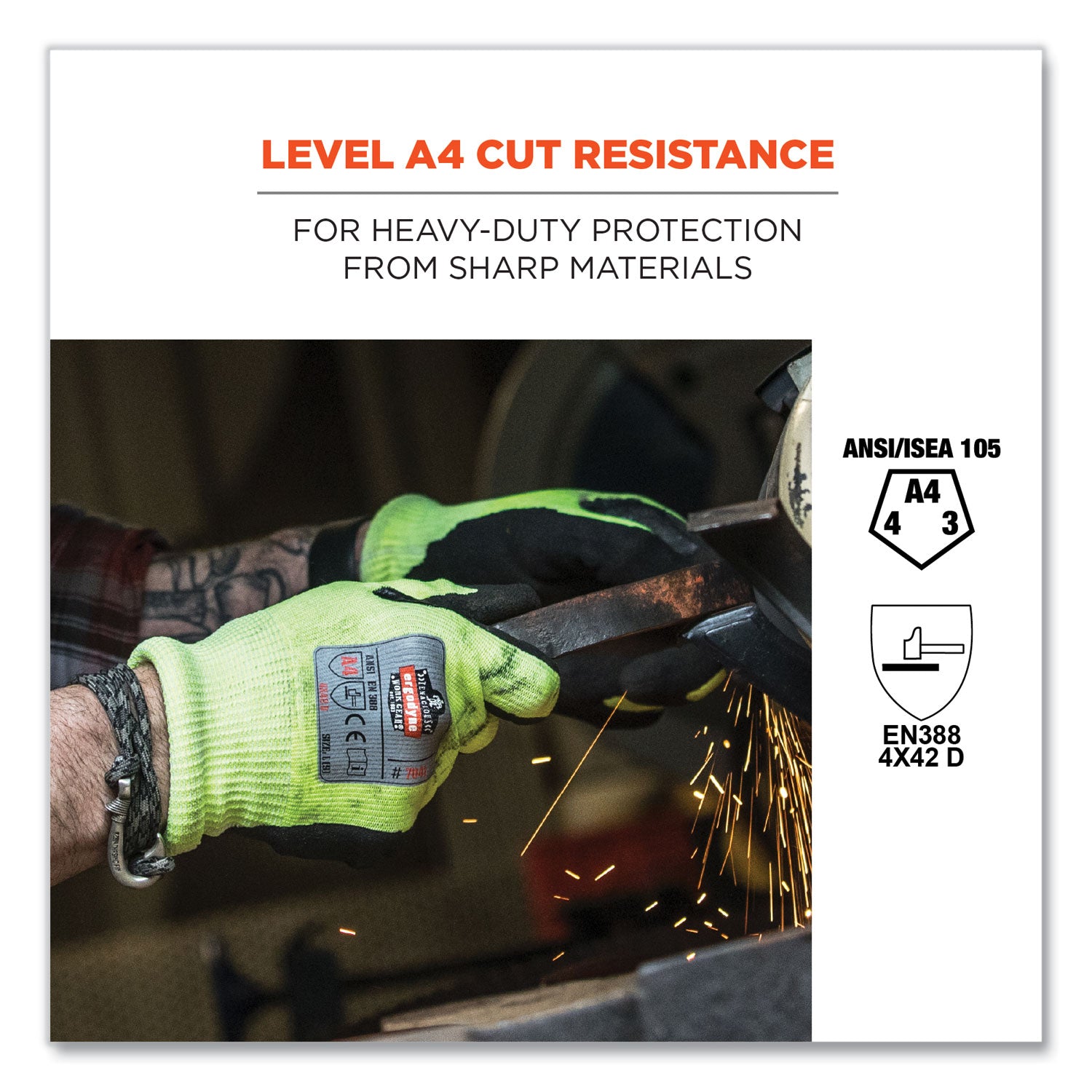 ProFlex 7041 ANSI A4 Nitrile-Coated CR Gloves, Lime, Small, Pair, Ships in 1-3 Business Days