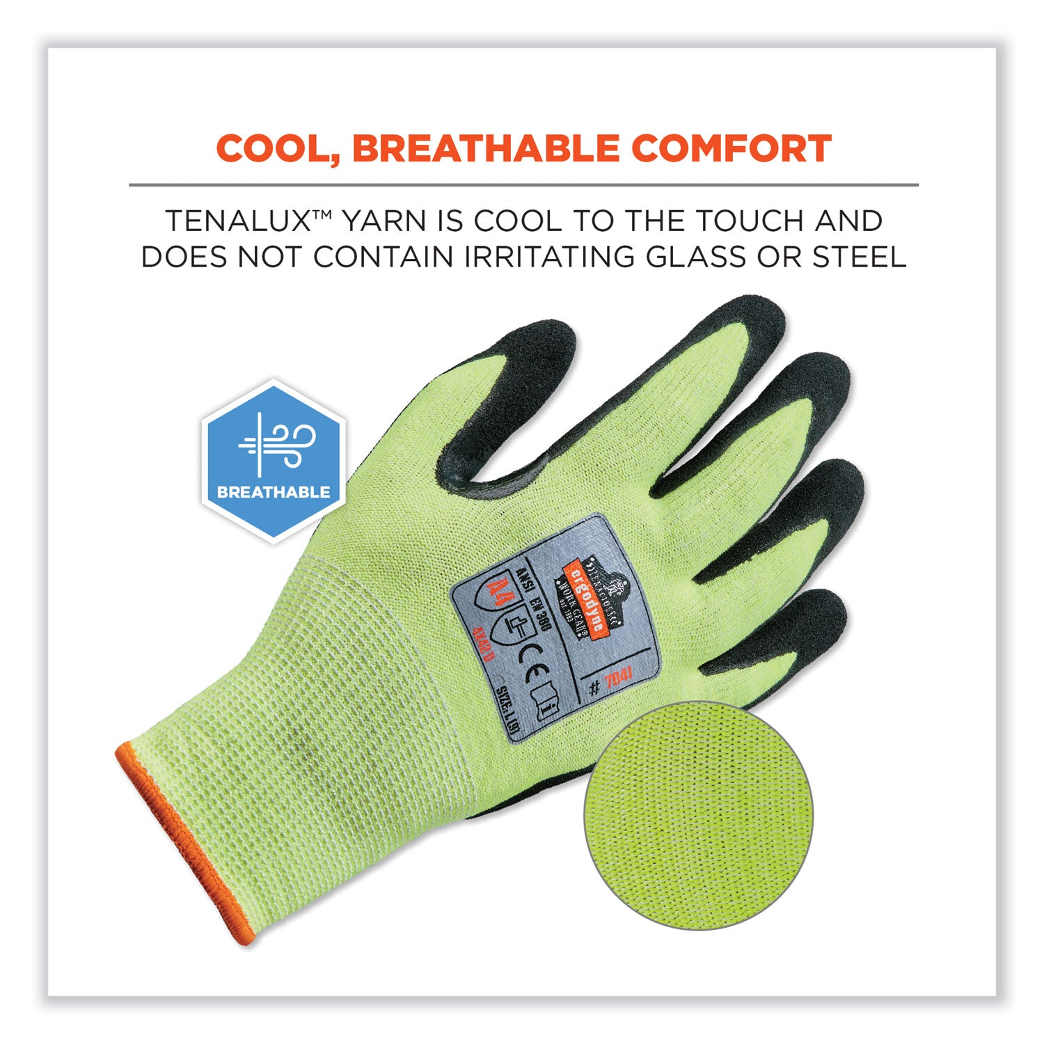 ProFlex 7041 ANSI A4 Nitrile-Coated CR Gloves, Lime, X-Large, Pair, Ships in 1-3 Business Days