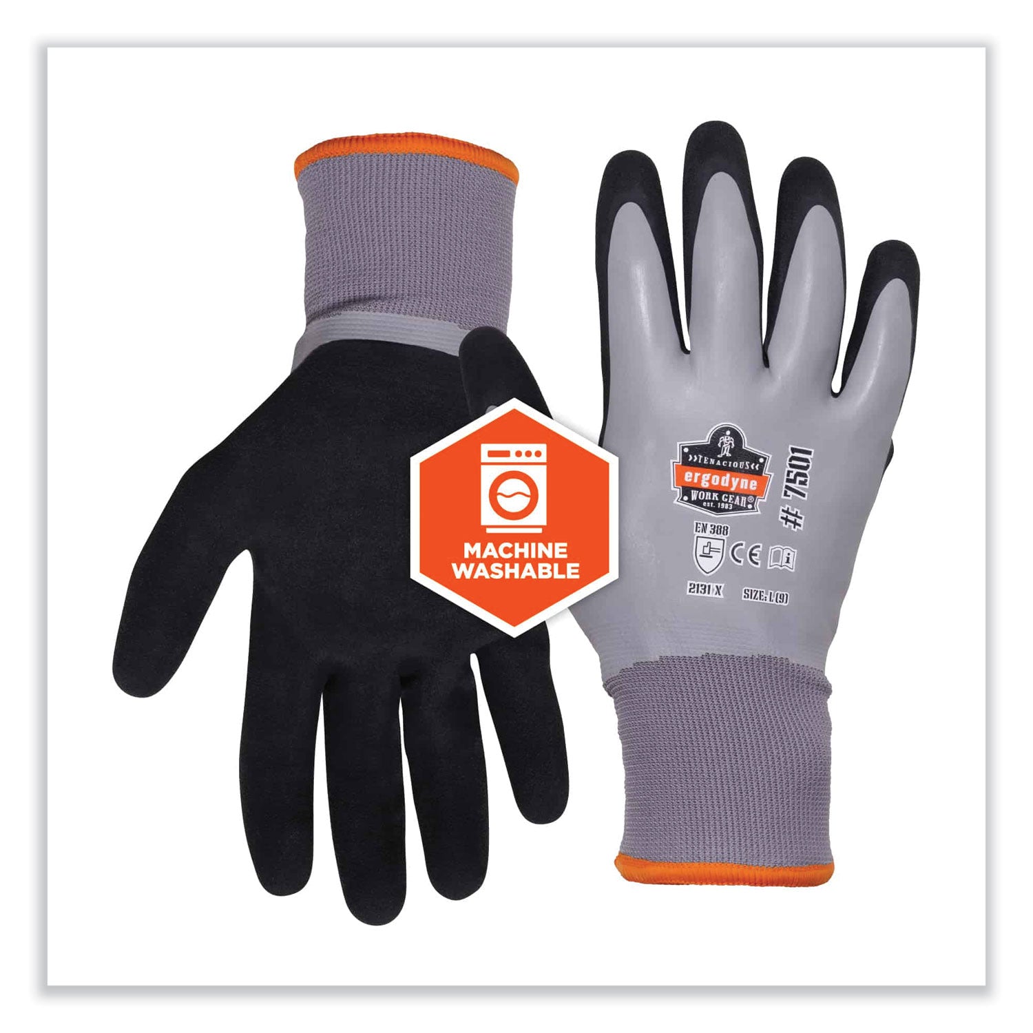 ProFlex 7501-CASE Coated Waterproof Winter Gloves, Gray, Large, 144 Pairs/Carton, Ships in 1-3 Business Days