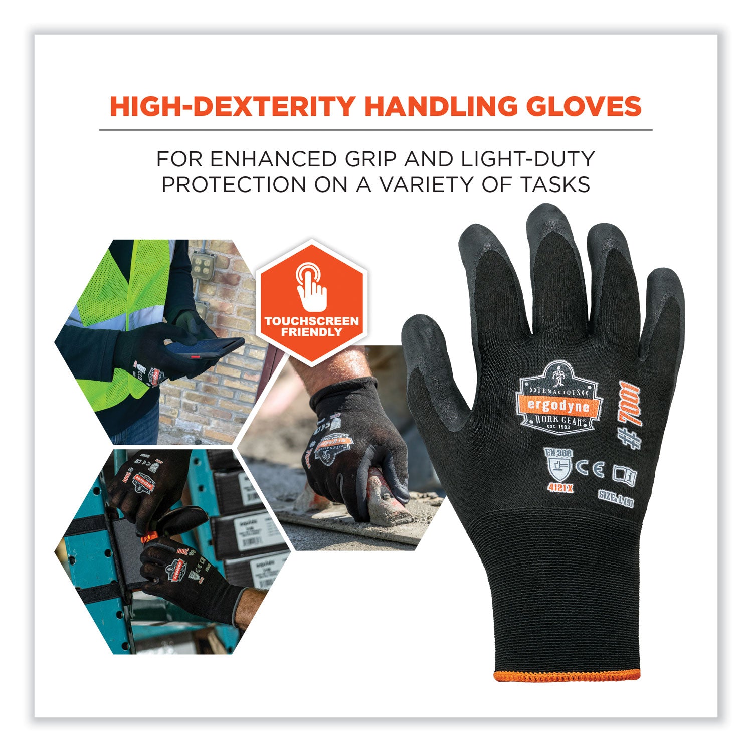 ProFlex 7001 Nitrile-Coated Gloves, Black, X-Large, Pair, Ships in 1-3 Business Days
