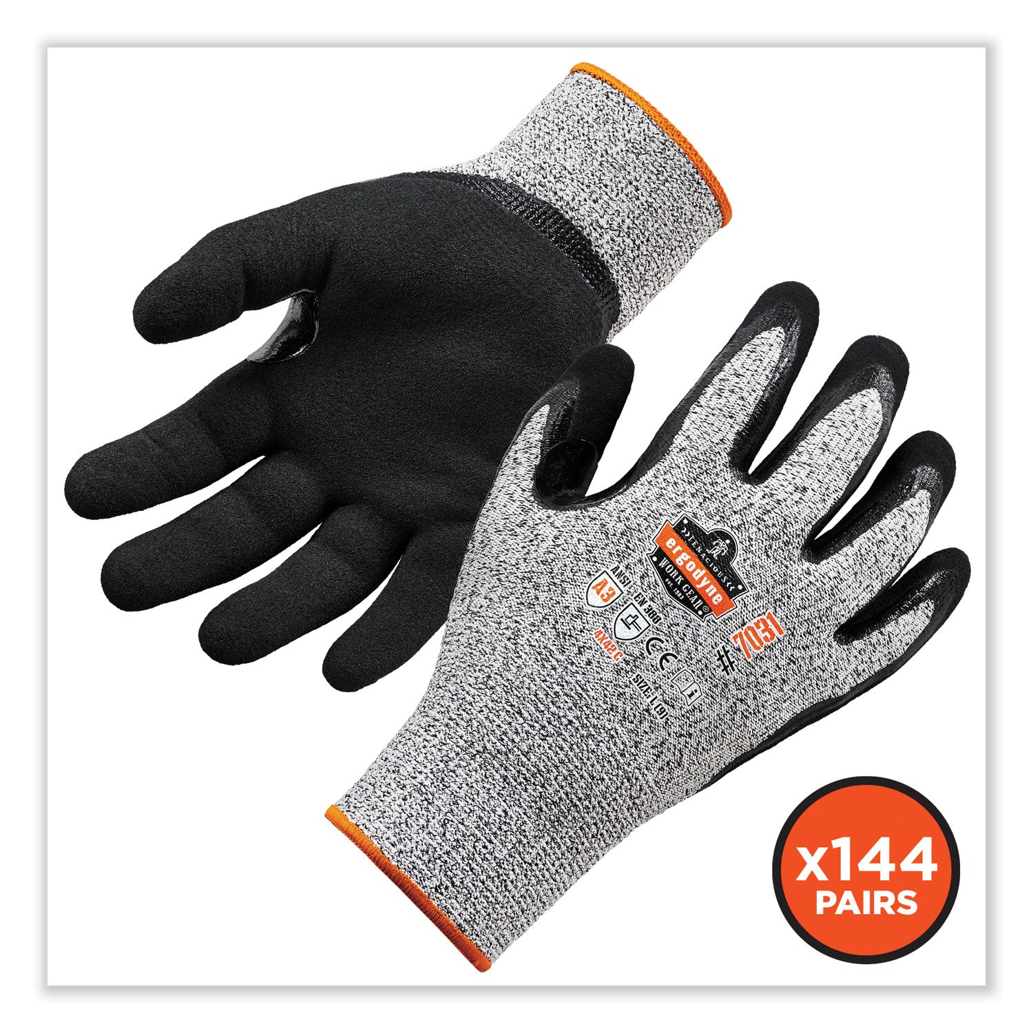 ProFlex 7031-CASE ANSI A3 Nitrile-Coated CR Gloves, Gray, 2X-Large, 144 Pairs/Carton, Ships in 1-3 Business Days