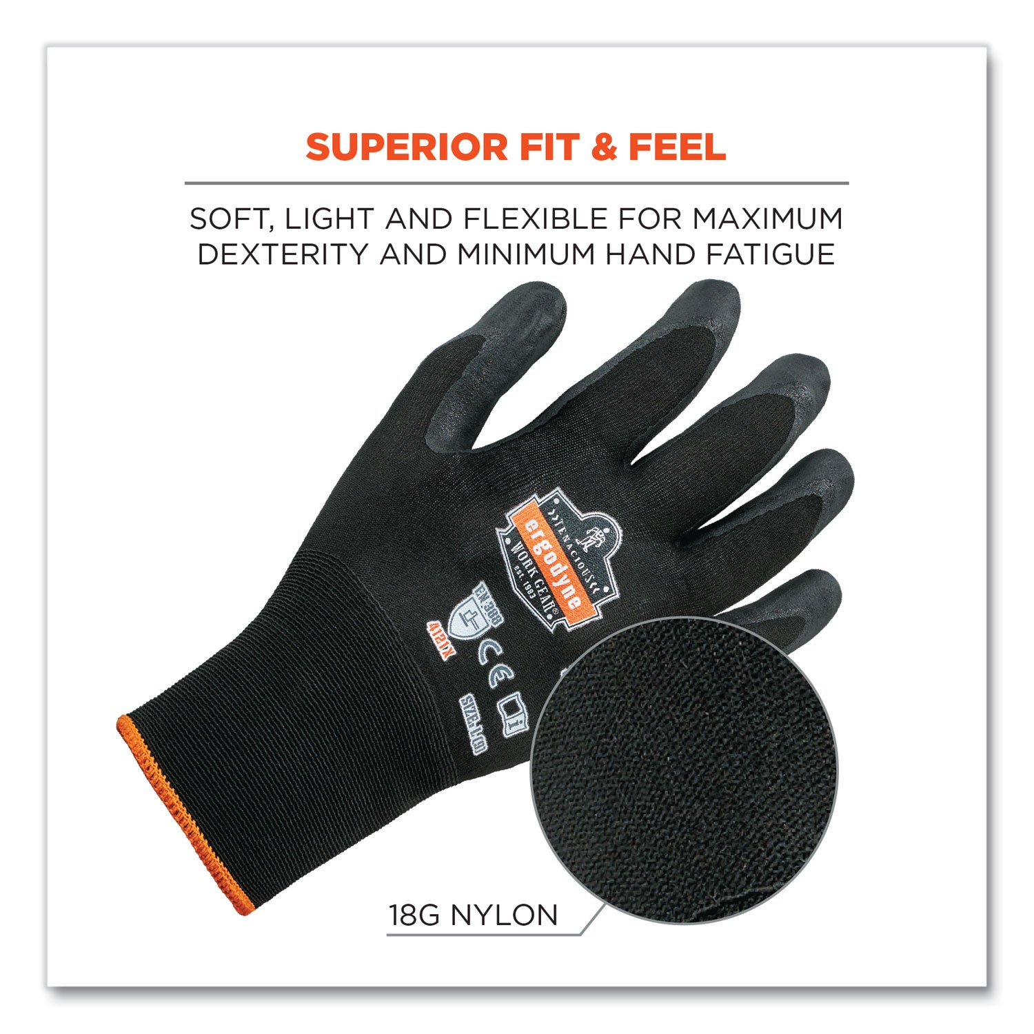 ProFlex 7001-CASE Nitrile Coated Gloves, Black, Medium, 144 Pairs/Carton, Ships in 1-3 Business Days