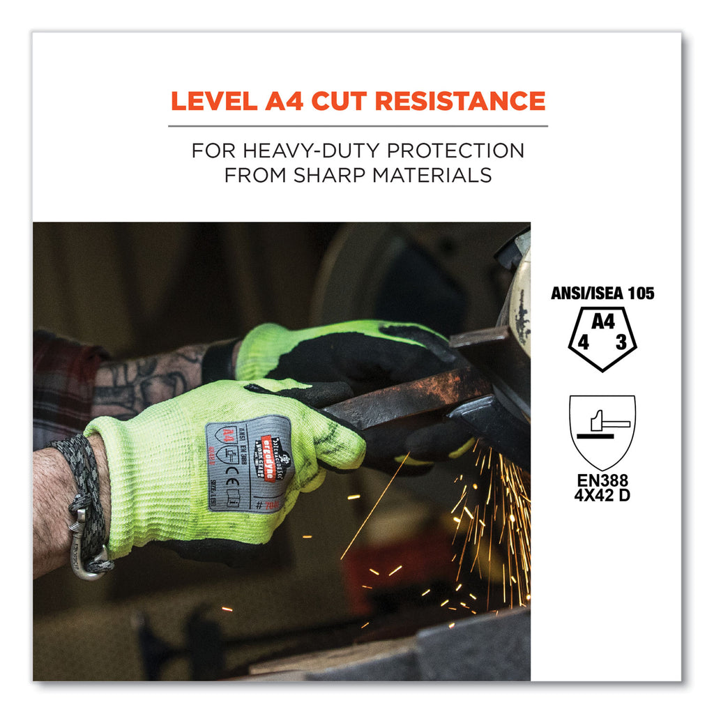 ProFlex 7041 ANSI A4 Nitrile-Coated CR Gloves, Lime, 2X-Large, Pair, Ships in 1-3 Business Days