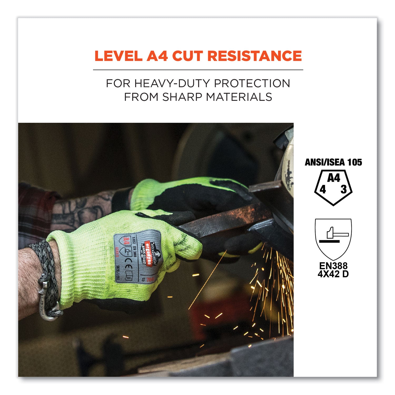 ProFlex 7041 ANSI A4 Nitrile-Coated CR Gloves, Lime, 2X-Large, Pair, Ships in 1-3 Business Days