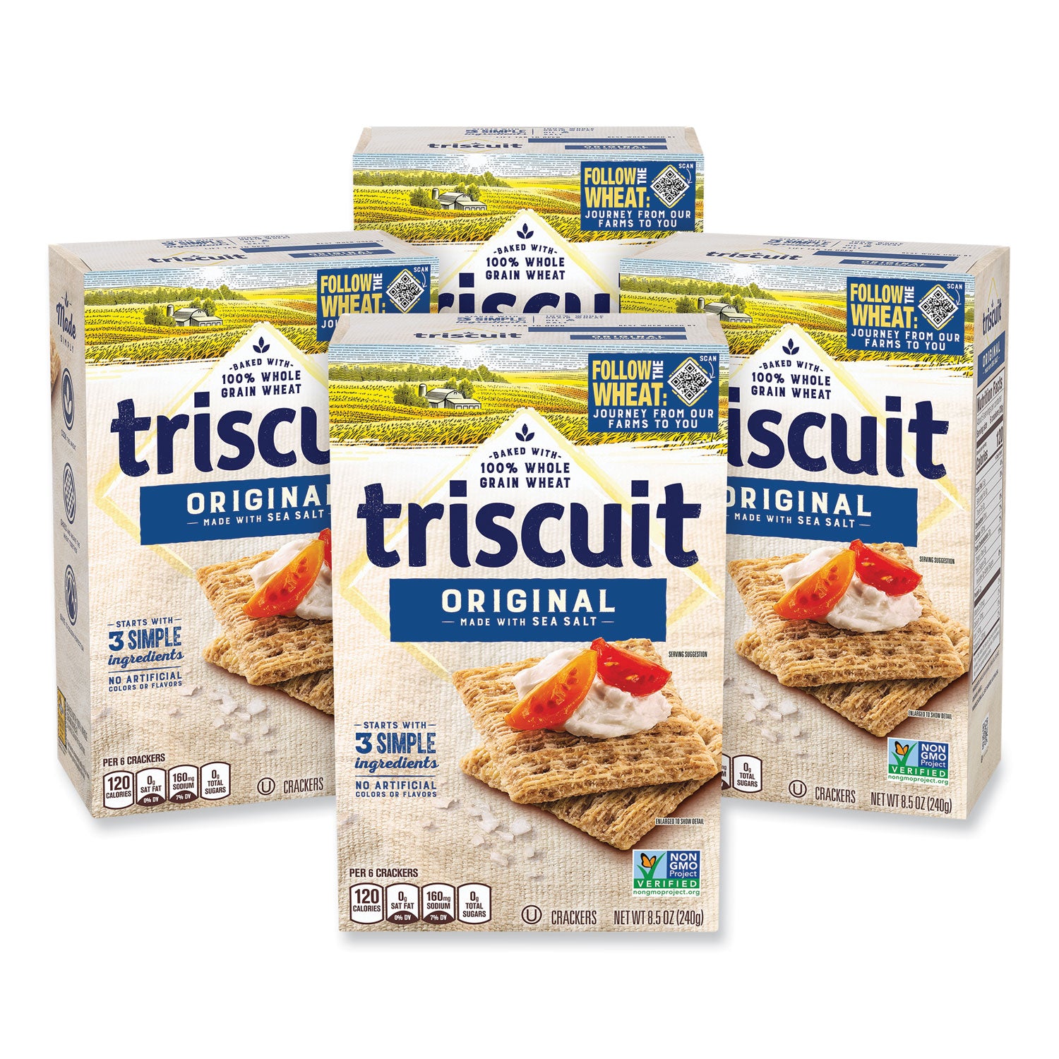 Crackers Original with Sea Salt, 8.5 oz Box, 4 Boxes/Pack, Ships in 1-3 Business Days