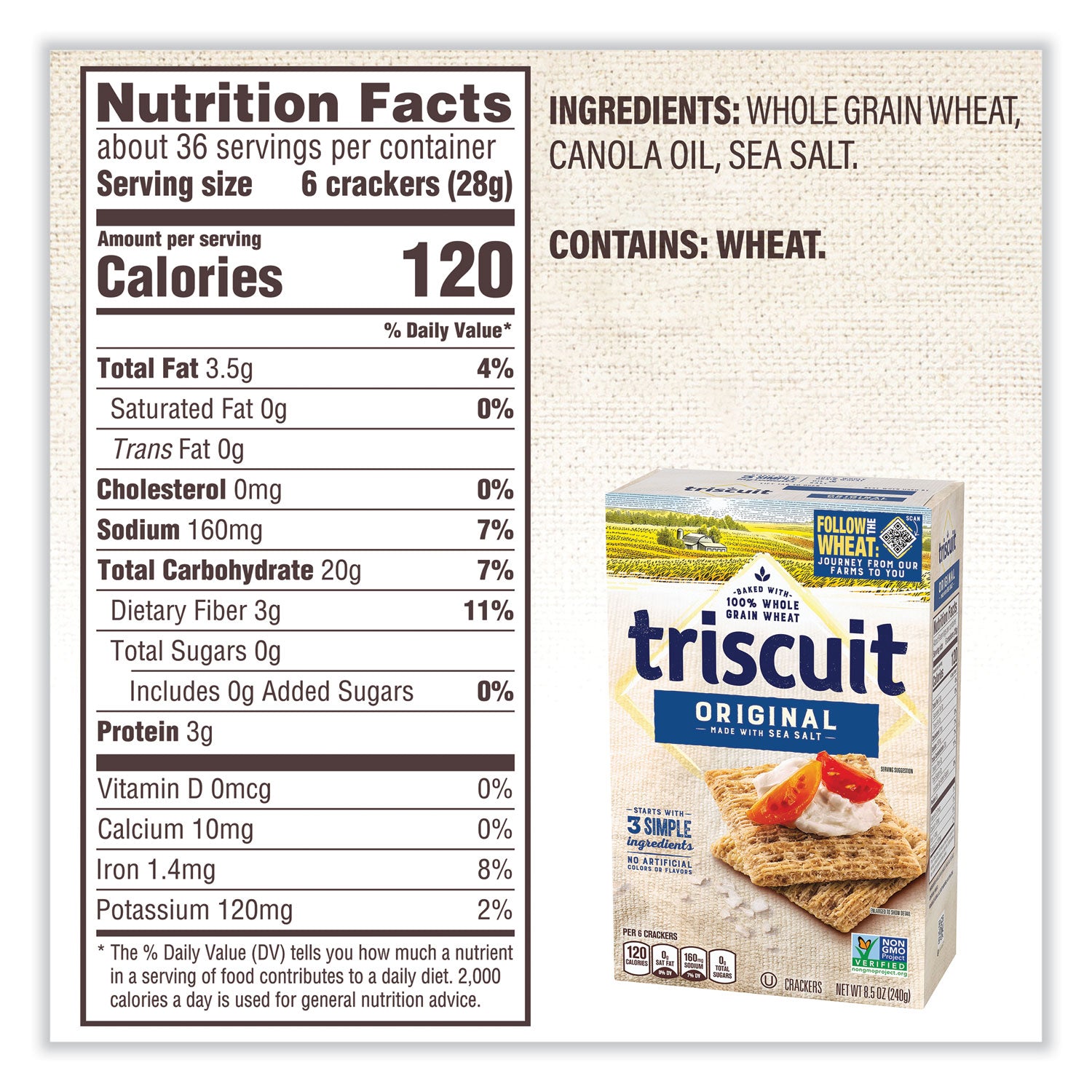 Crackers Original with Sea Salt, 8.5 oz Box, 4 Boxes/Pack, Ships in 1-3 Business Days