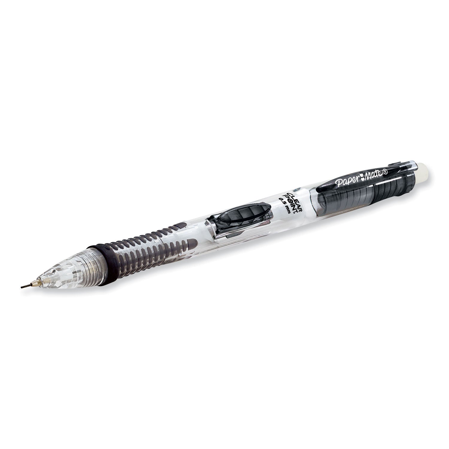 Clear Point Mechanical Pencil, 0.5 mm, HB (#2), Black Lead, Black Barrel - 