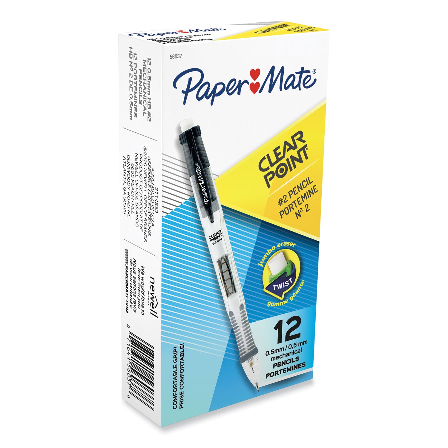 Clear Point Mechanical Pencil, 0.5 mm, HB (#2), Black Lead, Black Barrel - 