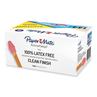 Arrowhead Eraser Caps, For Pencil Marks, Pink, 144/Box