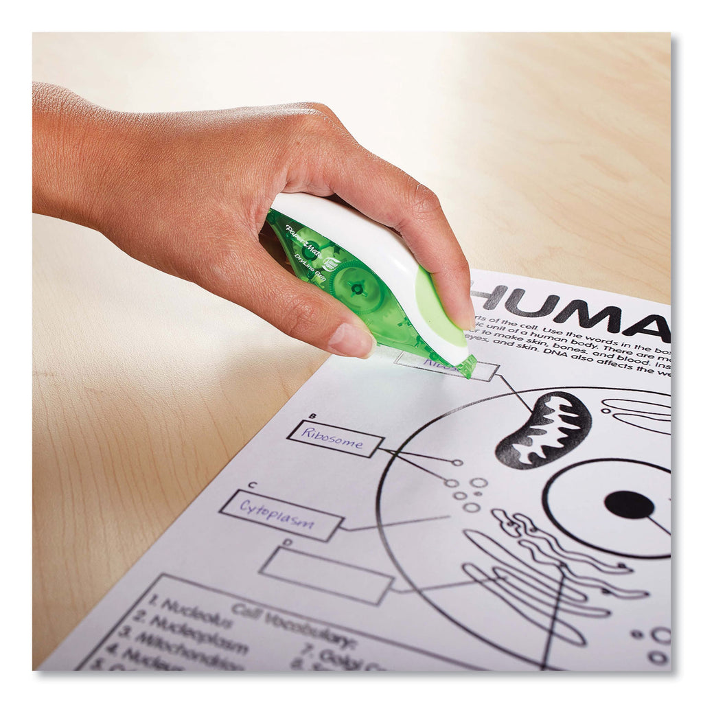 Paper Mate DryLine Grip Correction Tape - 0.20" Width x 27.80 ft LengthGreen, White, Transparent Dispenser - Smooth, Mess-free, Swivel Tip, Ergonomic, Tear Resistant - 1 Pack - White