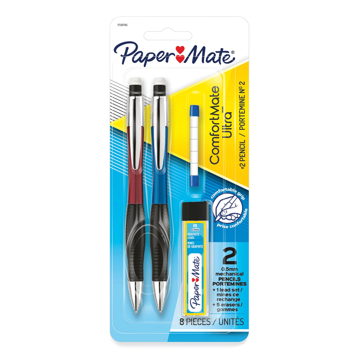 ComfortMate Ultra Pencil Starter Set, 0.5 mm, HB (#2), Black Lead, Assorted Barrel Colors, 2/Pack - 