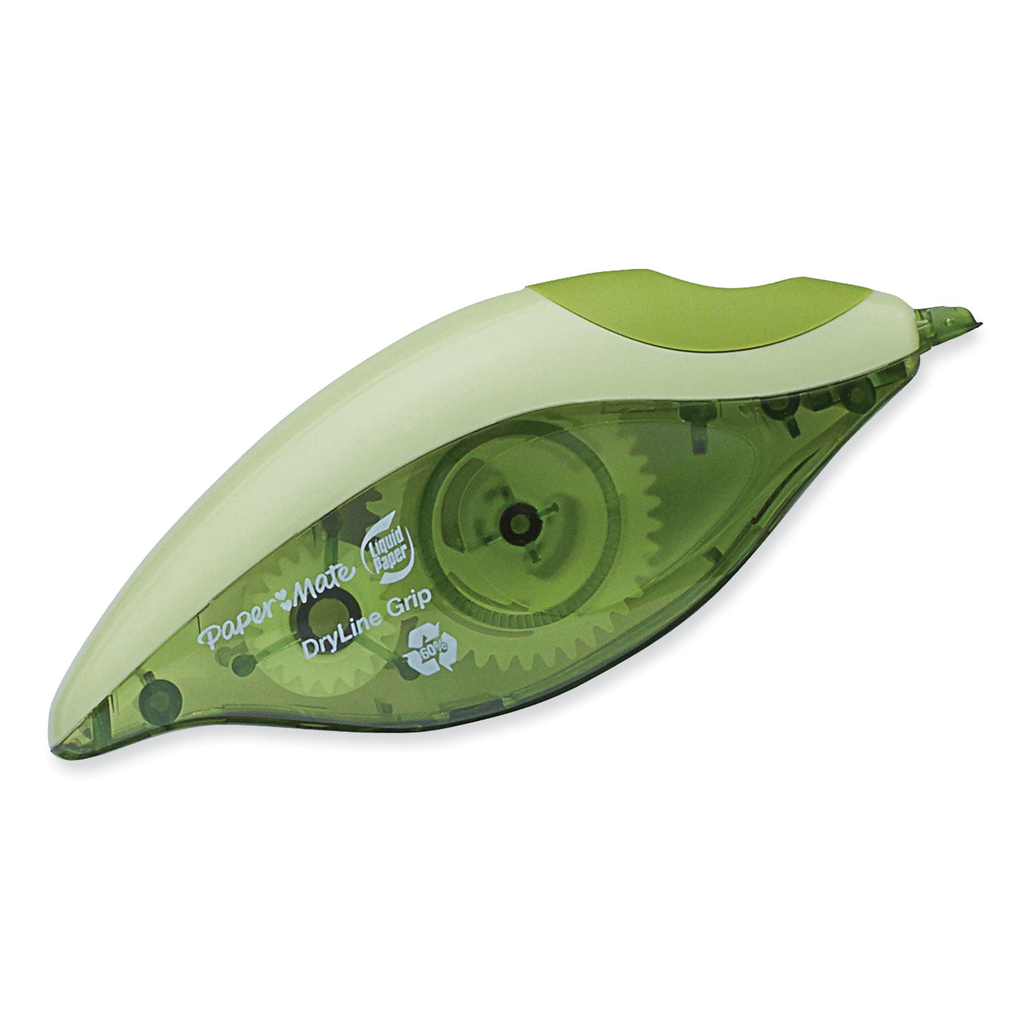 DryLine Grip Correction Tape, Recycled Dispenser, Green/White Applicator, 0.2" x 335", 2/Pack - 
