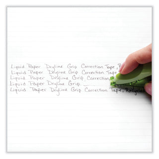 DryLine Grip Correction Tape, Recycled Dispenser, Green/White Applicator, 0.2" x 335", 2/Pack