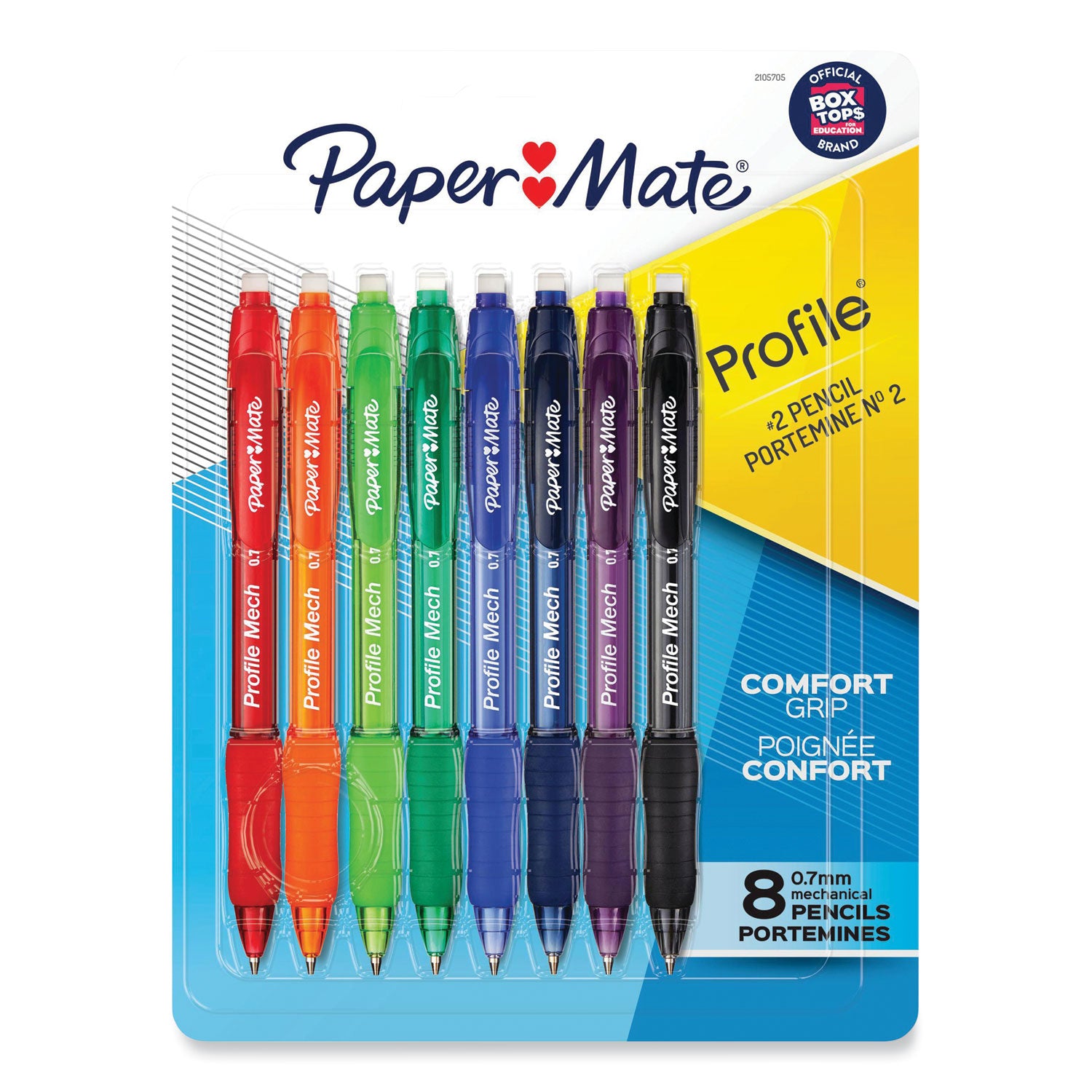 Profile Mechanical Pencils, 0.7 mm, HB (#2), Black Lead, Assorted Barrel Colors, 8/Pack