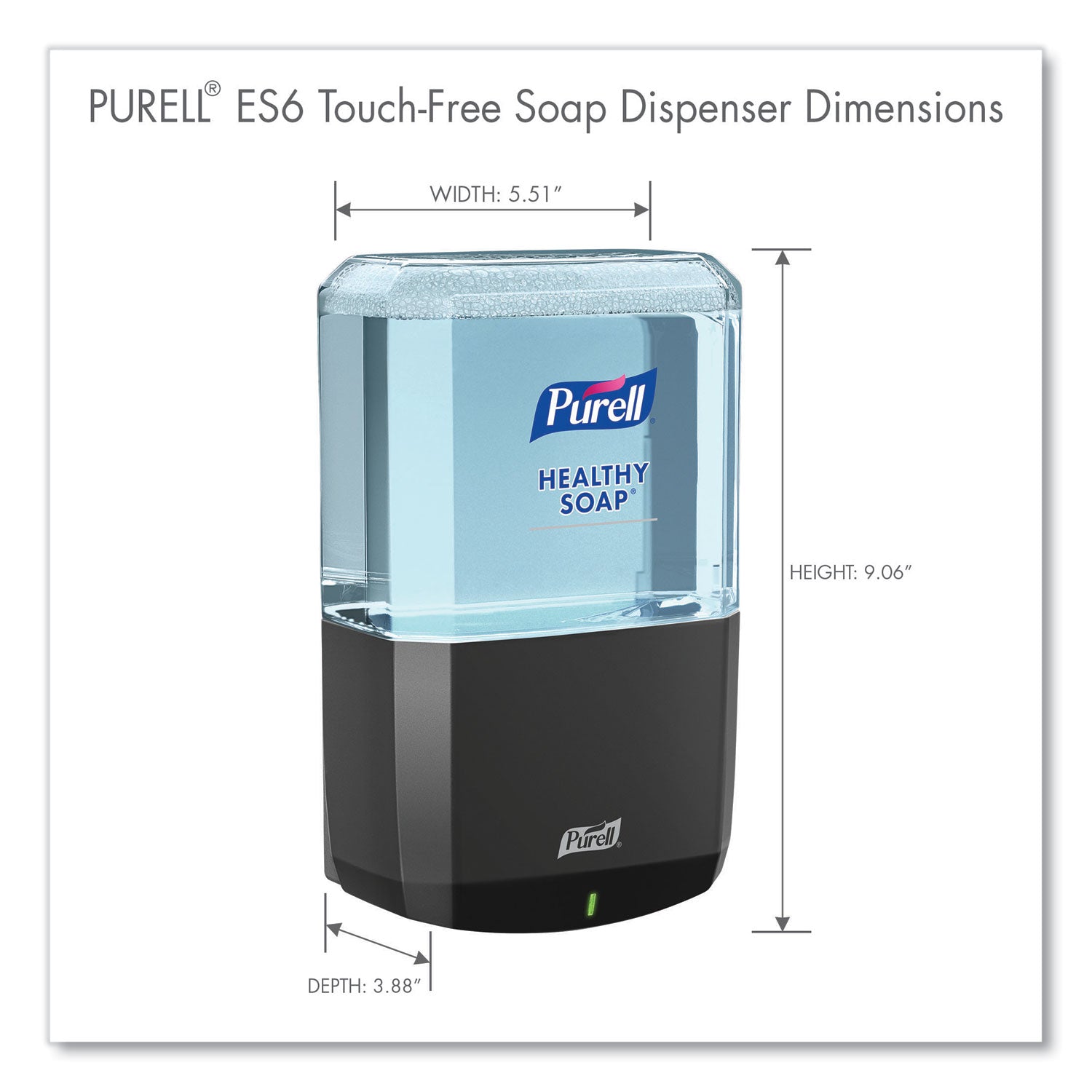 ES6 Soap Touch-Free Dispenser, 1,200 mL, 5.25 x 8.8 x 12.13, Graphite