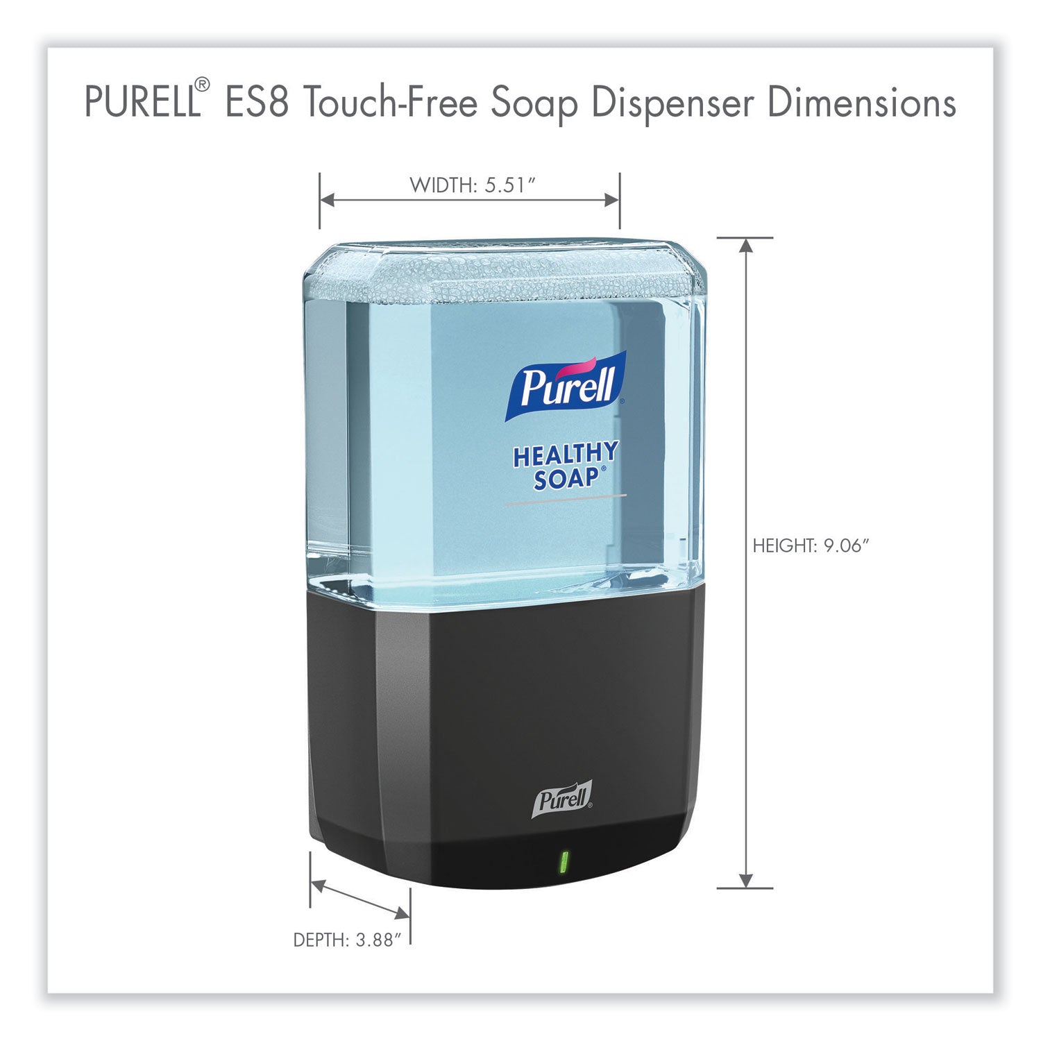 ES8 Soap Touch-Free Dispenser, 1,200 mL, 5.25 x 8.8 x 12.13, Graphite