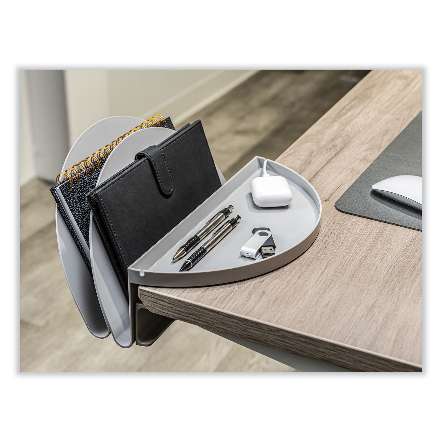 Standing Desk File Organizer, 2 Sections, Letter Size, 12 x 9.69 x 7.11, Gray