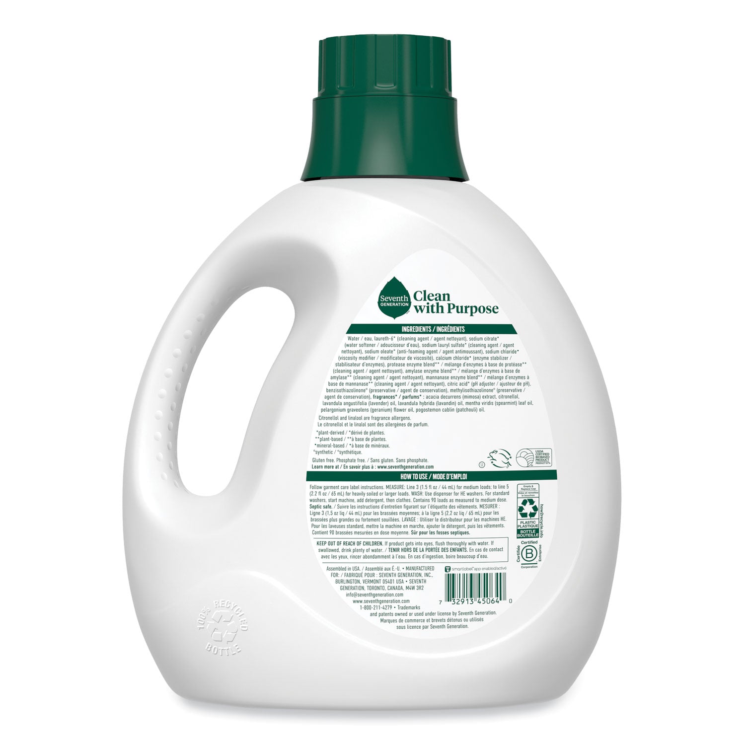 Natural Liquid Laundry Detergent, Fresh Lavender, 135 oz Bottle, 4/Carton